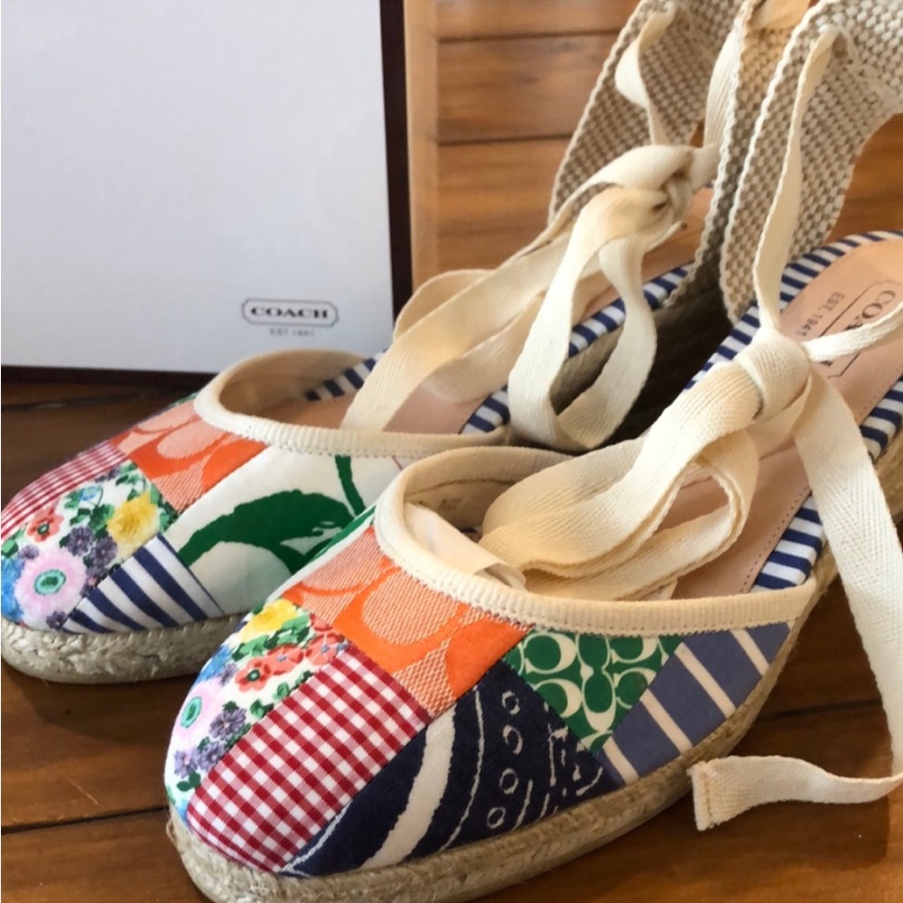 Coach espadrilles! Patchwork pattern sz10 box says size 11 but they are 10.
